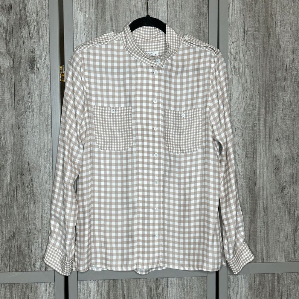 EQUIPMENT FEMME Button Front Top Size S Silk Gingham Checkered Alma Shirt Blouse